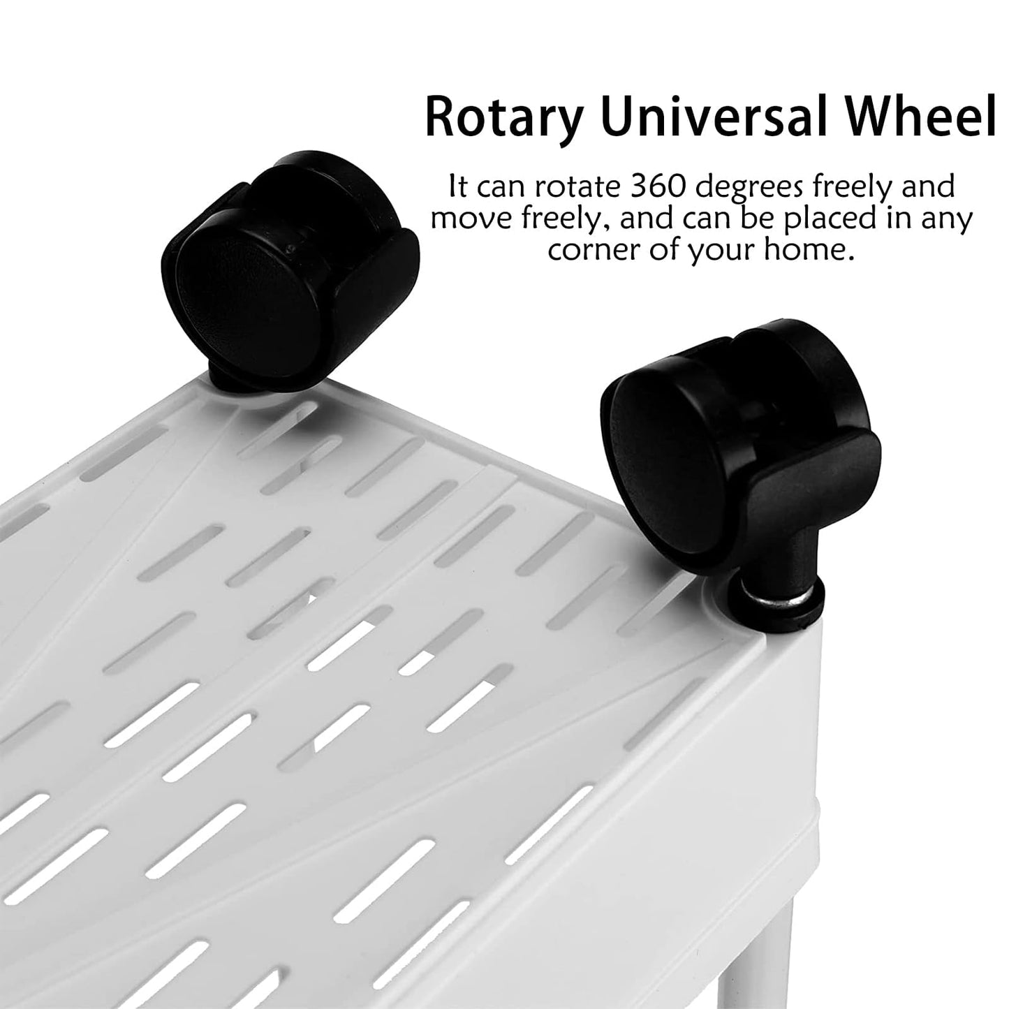 4-Tier Slim Rolling Storage Cart on Wheels, Slide Out Thin Utility Cart Kitchen Trolley with Wheels