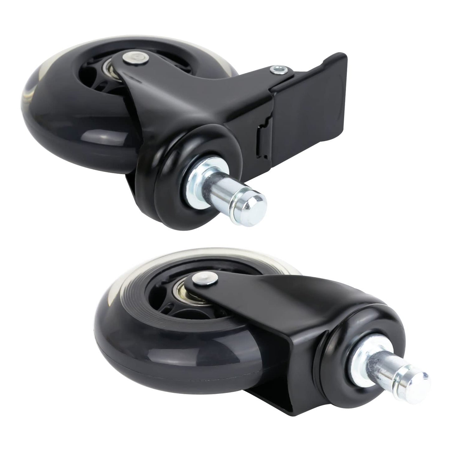 HMF 5-Pack Hard Floor Swivel Castors with Brake | 11 mm, Polyurethane, 75 mm, Black