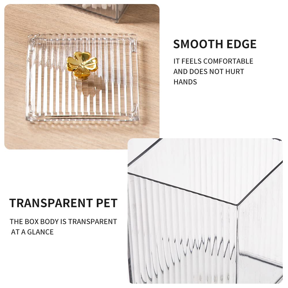 Gukasxi Acrylic Cotton Pad Holder 3pcs Clear Cotton Swab Storage Box with Lid Cotton Ball Container Bathroom Jars for Living Room Bedroom Study Room