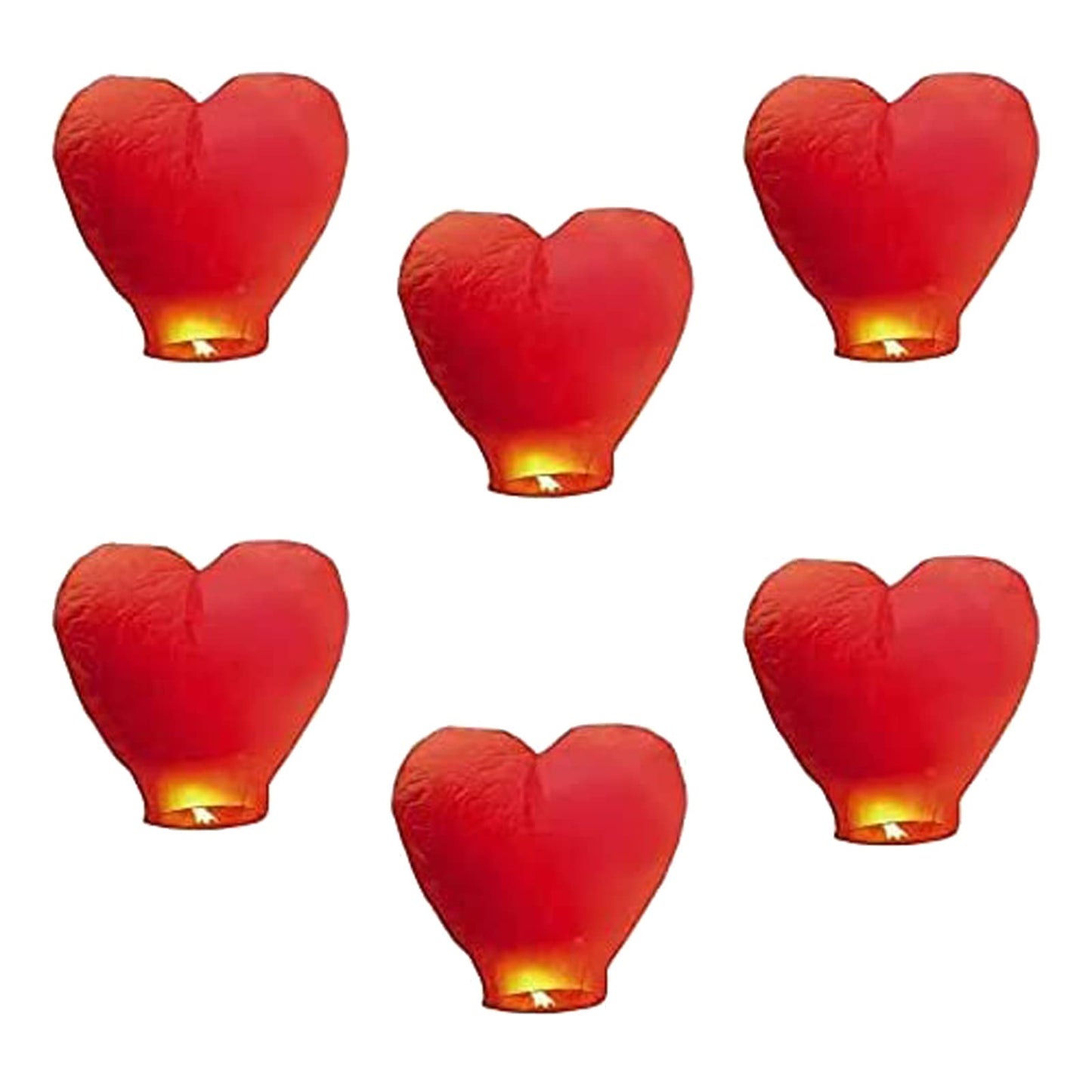 Sky Lanterns, 6 Pack Red Heart Shape Chinese Sky Lanterns, Eco Friendly, Biodegradable Resistant Paper Lantern for Birthday Wedding New Year and All