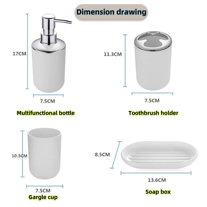 Hosoncovy 4 Pieces Bathroom Accessory Set with Soap Dispenser, Bathroom Cup, Soap Dish ，Toothbrush and Toothpaste Holder White