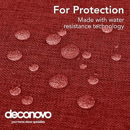 Deconovo Faux Linen Table Cloth Water Resistant Rectangle Christmas Tablecloth 51x63in(130x160cm) Red