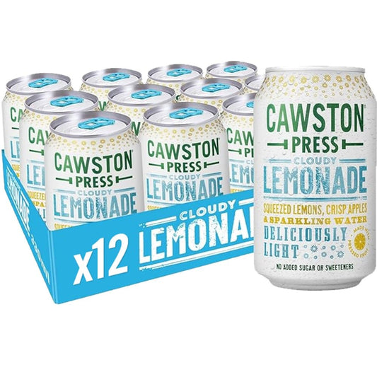Cawston Press Sparkling Lemonade Fizzy Drink Blended With Sparkling Water, Squeezed Lemon Juice & Pressed Apple Juice (330ml x 12 cans) | Gluten Free