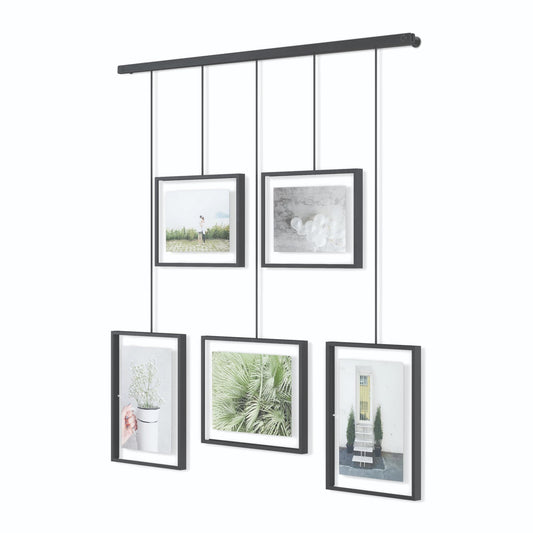 Umbra Exhibit Picture Frame Gallery Set, Adjustable Collage Display for 5 Photos, Prints, Artwork and More, Holds two 4 x 6" and three 5 x 7" Photos,