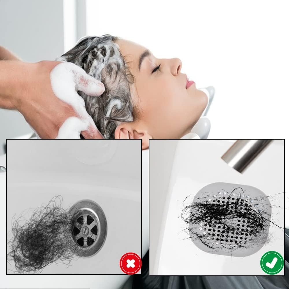 2 Pcs Silicone Drain Protector with Sucker, Sink Filter Shower Drain Covers Hair Catcher for Bathroom Shower, Bathtub and Kitchen With Suction Cup