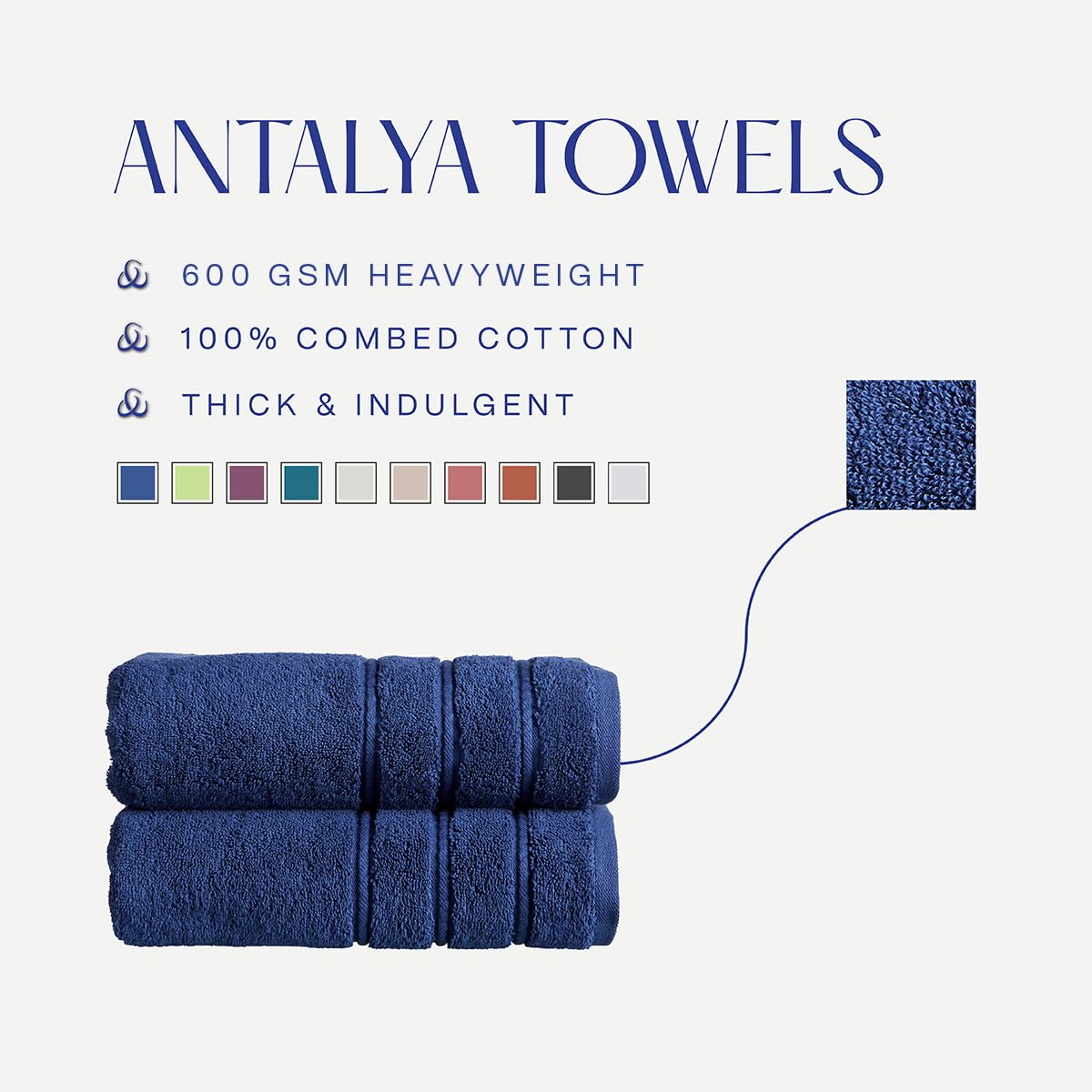 Christy Antalya Large Bath Sheets | Set of 2 | 100% Turkish Cotton | 600GSM | Soft Plush Luxury Bath Towels | 90cm x 150cm | Quick Dry | Denim Blue