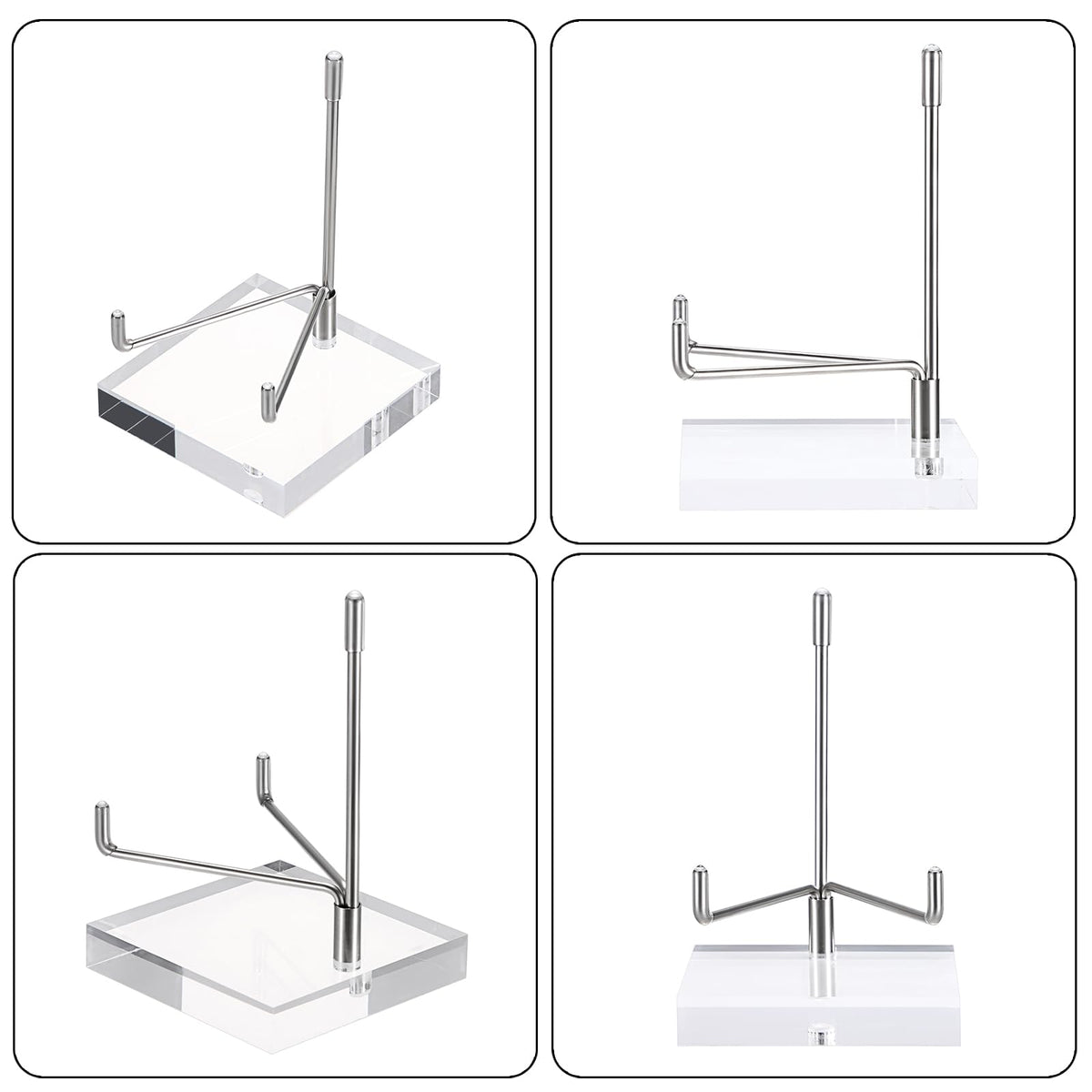 BTSKY Large Size Adjustable Silver Metal Arm Display Stand with Square Base