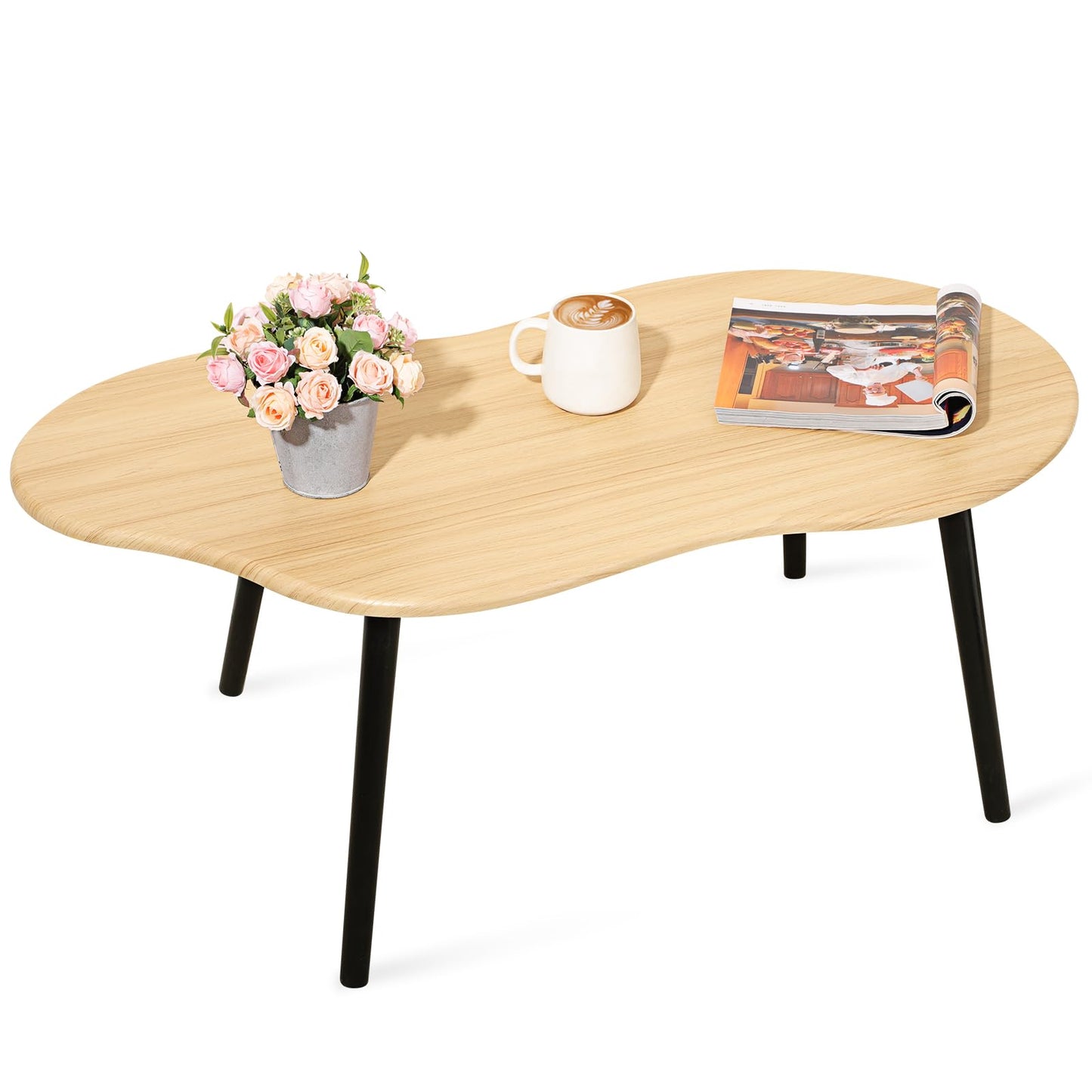 FEUFOAM Small Coffee Table Cloud Coffee Table Modern Center Table Floor Table Natural Wood Irregular Coffee Tables Suitable for Living Room Small