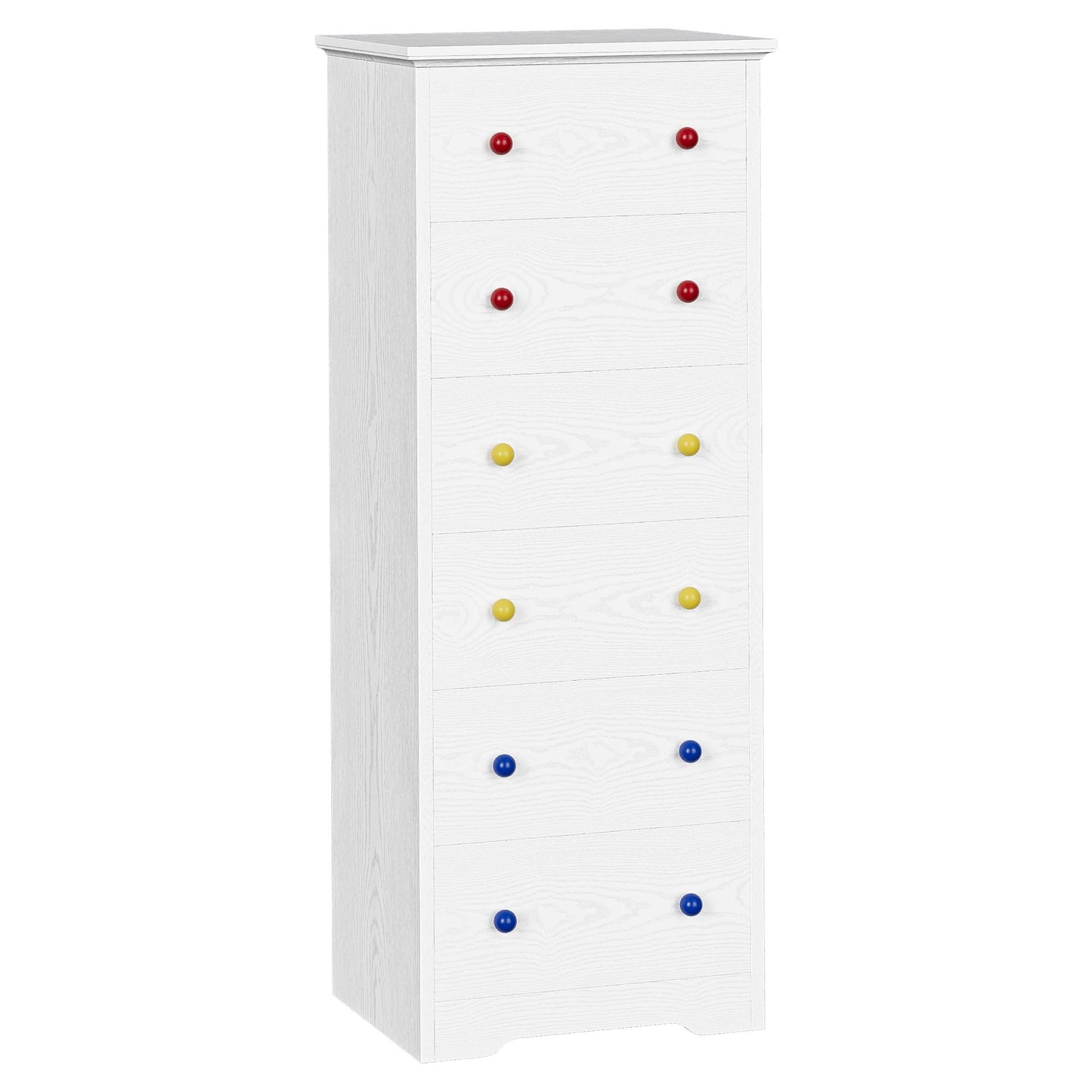IRONCK Chest of Drawers with 6 Drawers Tall Storage Cabinet, White Chest of Drawers Bedroom, Wooden Cupboard for Bedroom Living Room Hallway,