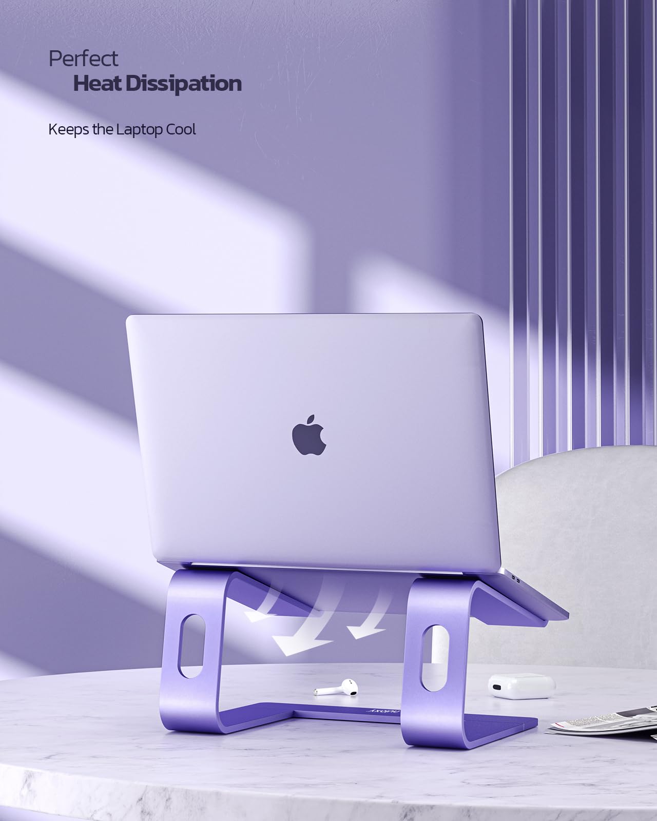 NULAXY Ergonomic Aluminum Laptop Stand - Detachable Riser for 10-15.6” Laptops (Purple)