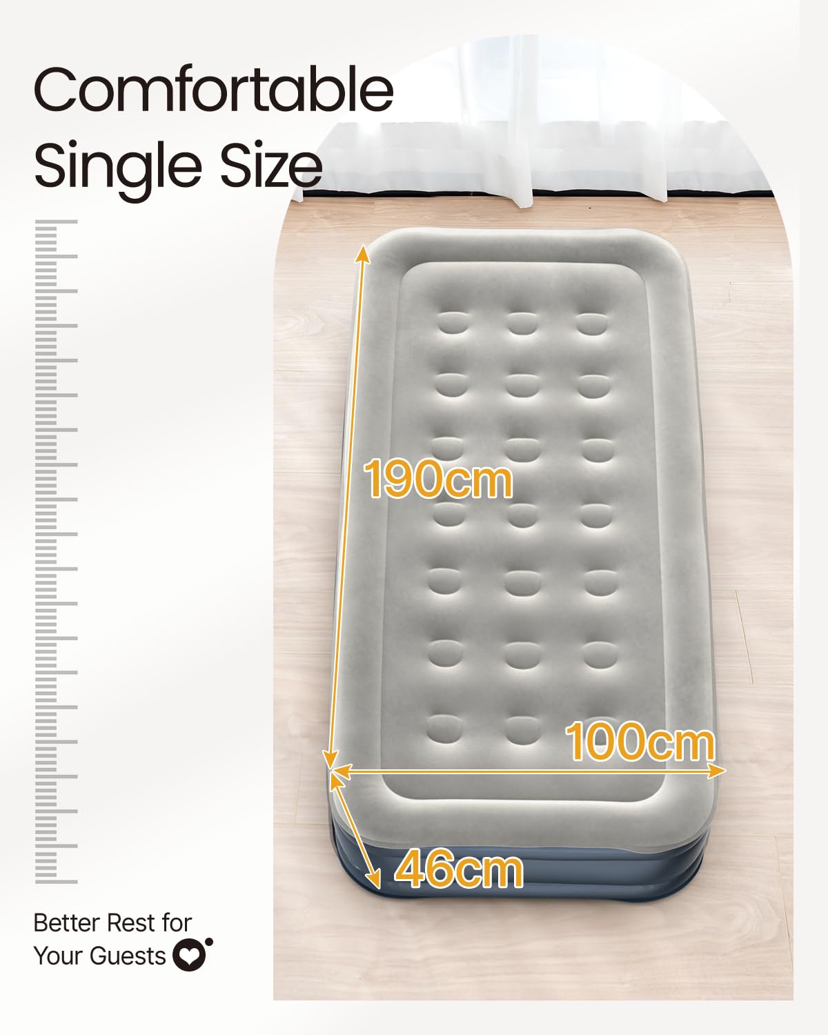 iDOO Single Air Bed, Inflatable Mattress with Built-in Electric Pump, 3 Mins Quick Self-Inflation/Deflation Guest Air Mattress, Blow Up Camping Bed