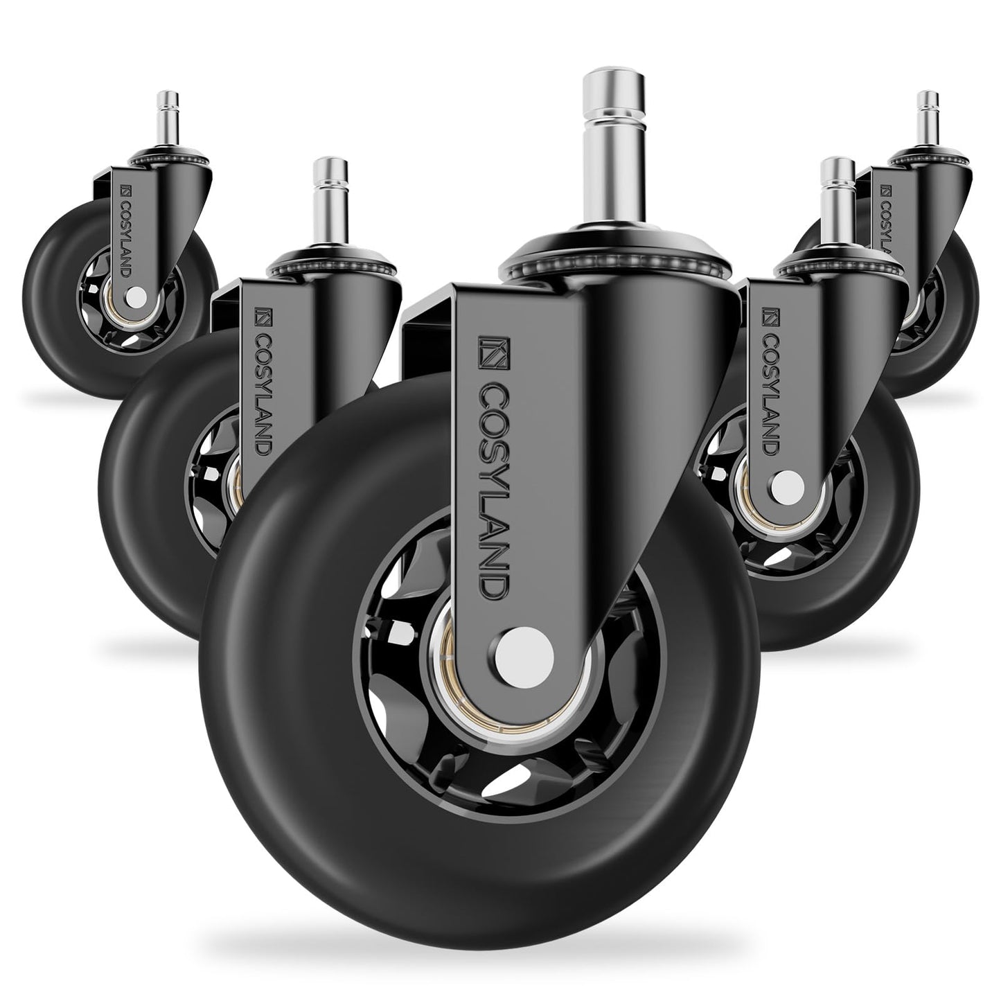 COSYLAND Office Chair Wheels Set of 5 - Rubber Roller Blade Castors for Office Chairs