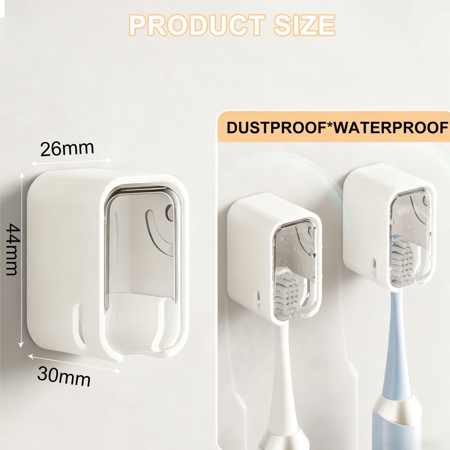4Packs Toothbrush Holder Wall Mounted Toothbrush Holders Wall Mounted with Cover Toothbrush Heads Bathroom Toothbrush Holder Set Organizer for