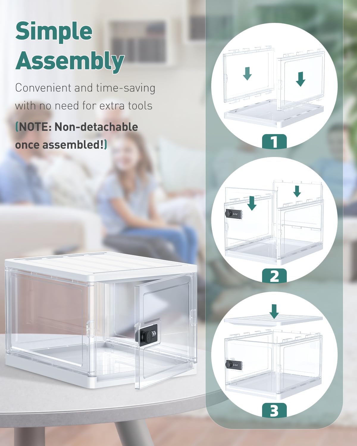 Uniclife Lockable Medicine Box with Combination Lock 13 L Large Locking Medicine Box Lockable Storage Box for Personal Items Phones Food & Snacks