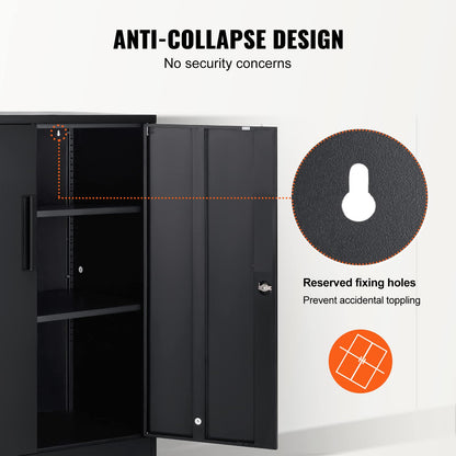 VEVOR Metal Storage Cabinet with 2 Magnetic Doors and 4 Adjustable Shelves, 200 lbs Capacity per Shelf, Locking Steel Storage Cabinet