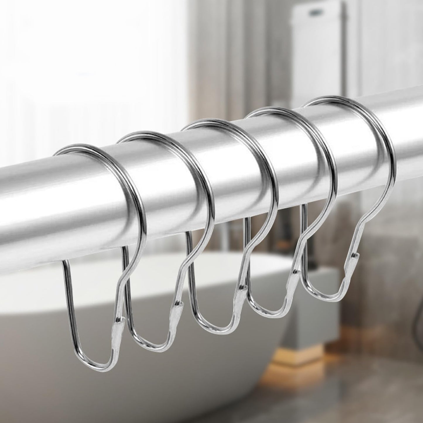 30PCS Shower Curtain Rings, Curtain Hangers Hanging Shower Clips,Stainless Steel Metal Rust Proof Decorative Hooks Loop for Bedroom Bathroom Kitchen