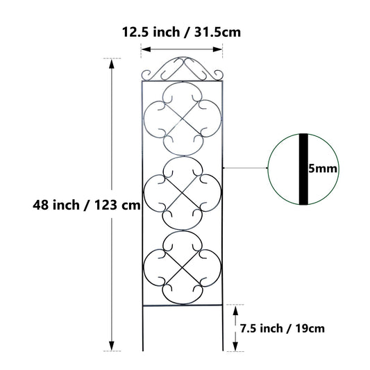 Thealyn Garden Trellis 4 Pack 123 cm.H x 31 cm.W Metal Plant Climbing Trellis Suitable for Potted Plants Indoor and Outdoor Climbing Plants Flower Ivy