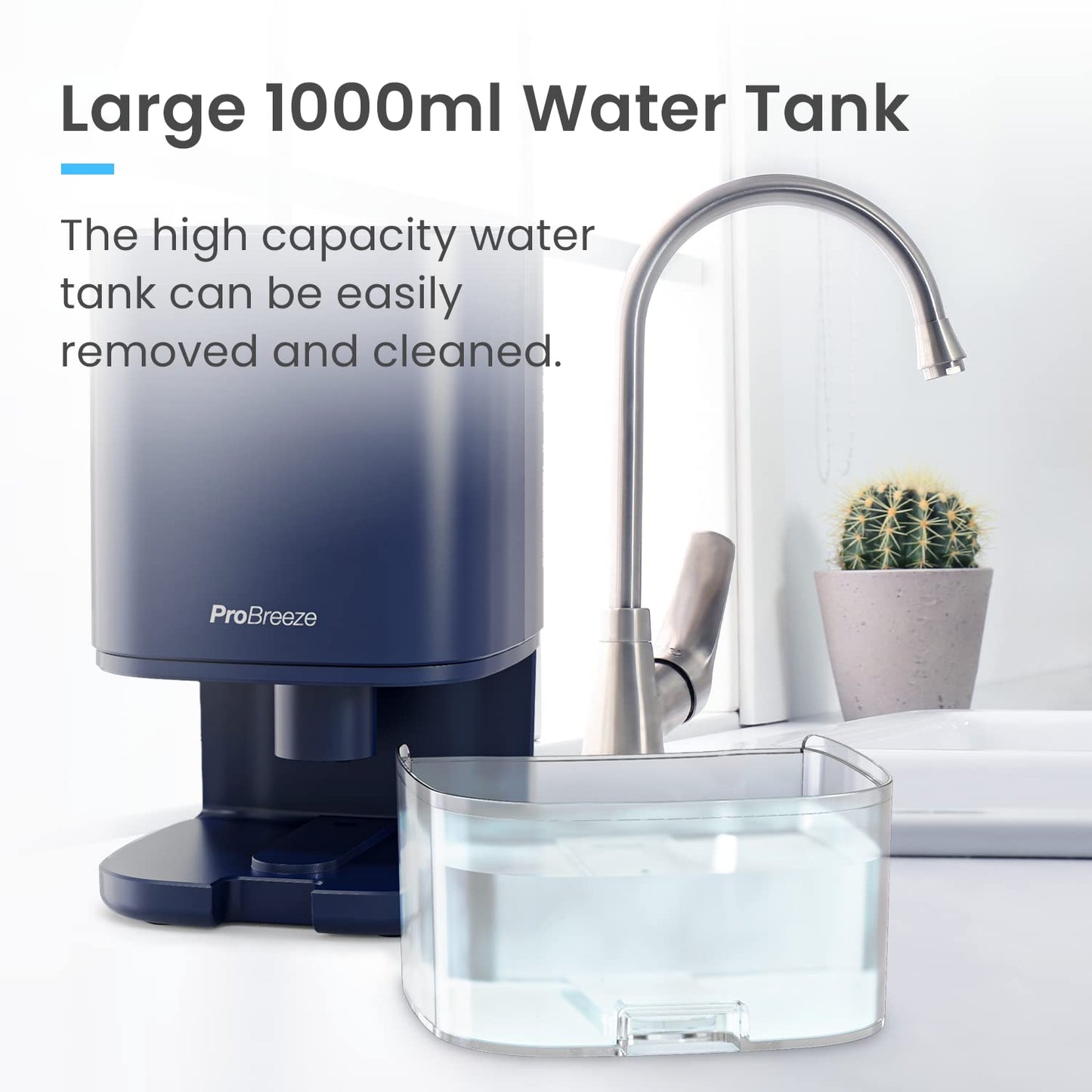 Pro Breeze 1000ml Dehumidifier for Bathroom - Quiet, Portable & Small Air Dehumidifier for Bedroom Mould, Damp & Moisture - with 4-Hour Timer, Auto