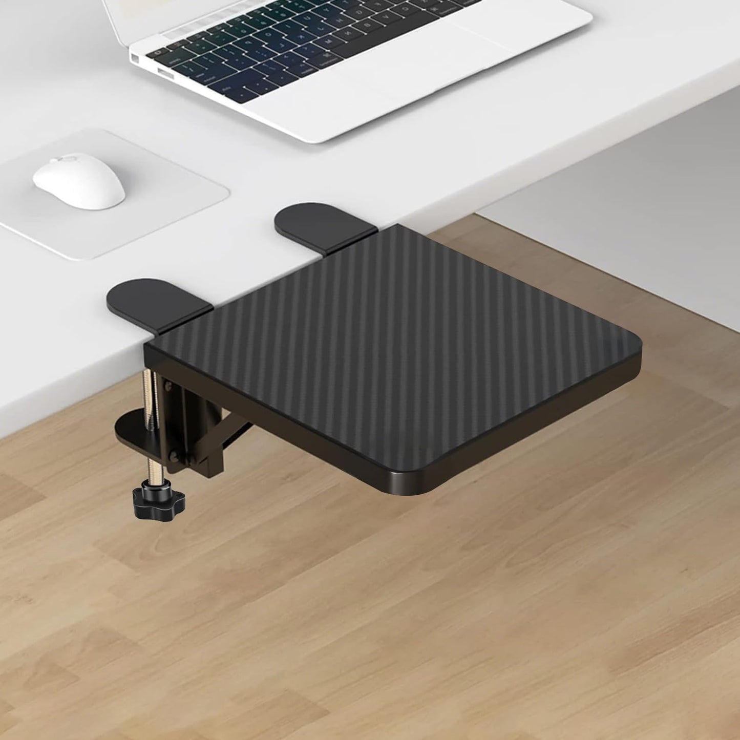 Ergonomics Desk Extender Tray, 20x24x1cm Foldable Desk Extension Table Mount Arm Rest Shelf Without Punching Computer Keyboard Support Stand for Dorm