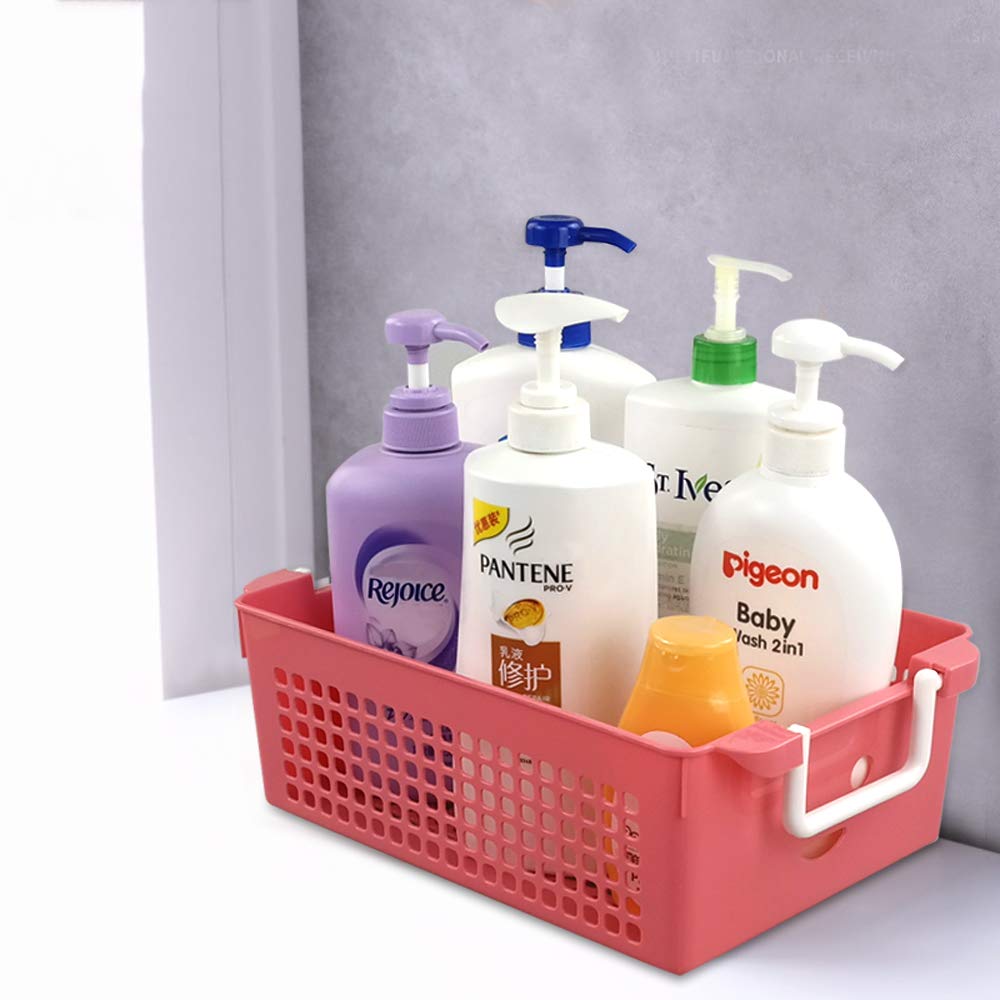 Ordate Plastic Cupboard Basket with Handles, Stacking Storage Basket, 6 Packs