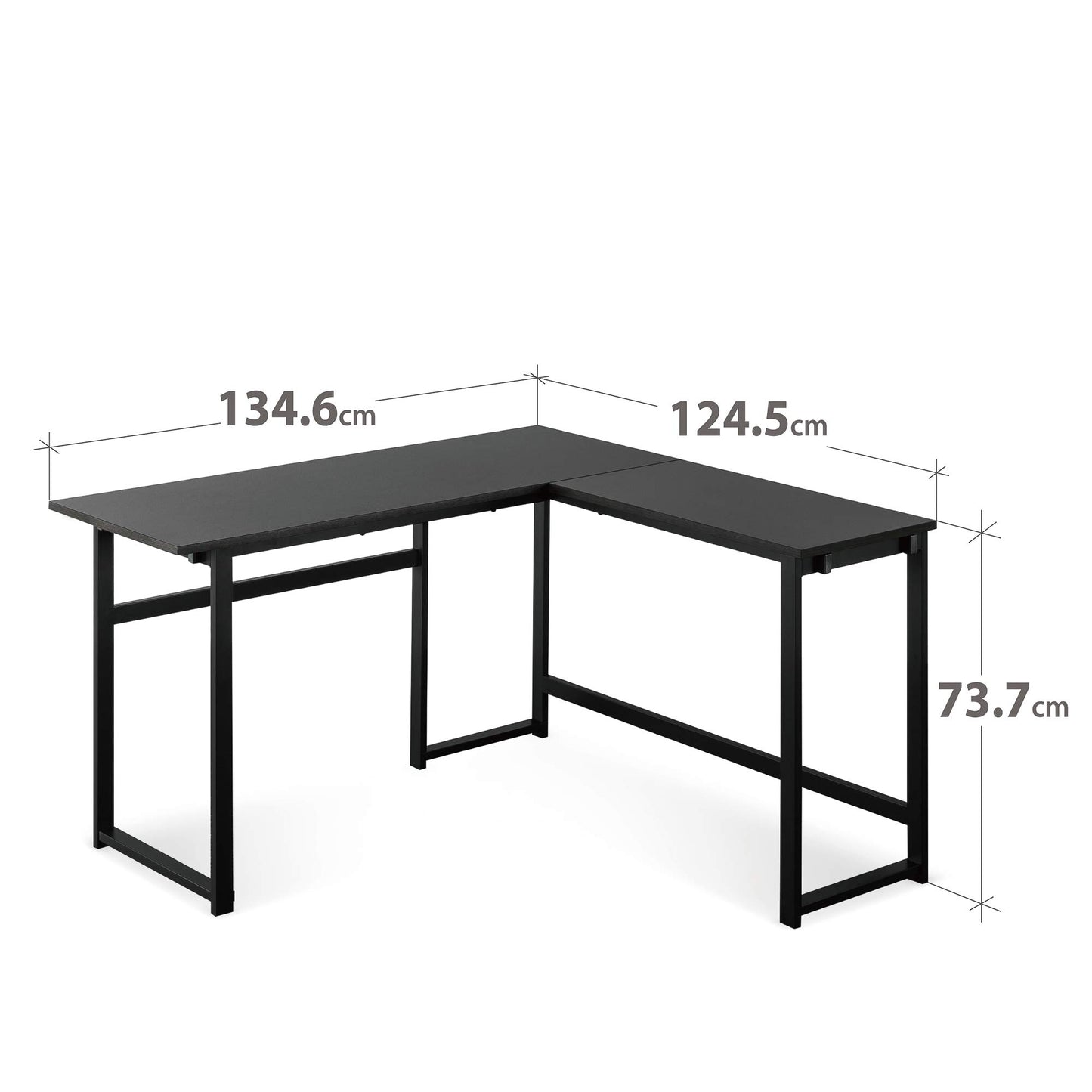 ZINUS Luke 135 cm Black Metal Corner Desk | L-Shaped Computer Desk | Office Desk | Easy, Bolt Free Assembly