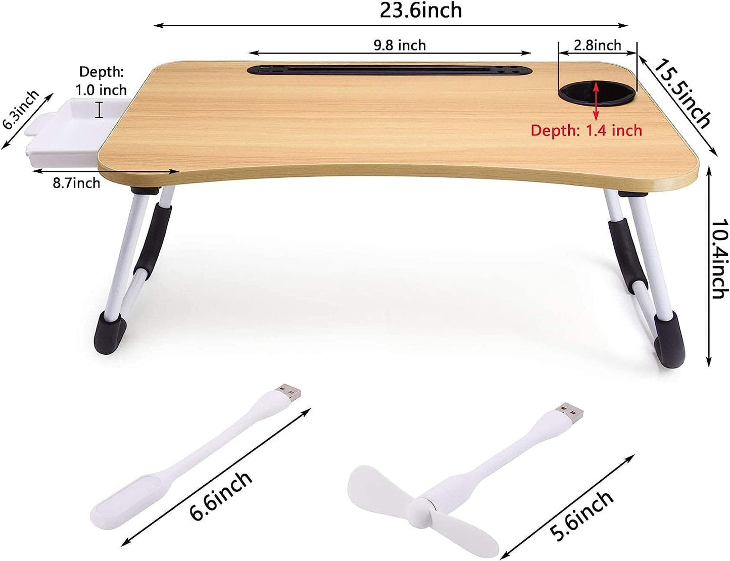 BSTMOME Laptop Desk Bed Stand Foldable Laptop Table Folding Breakfast Tray Portable Lap Standing Desk Reading and Writing Holder with Drawer for Bed