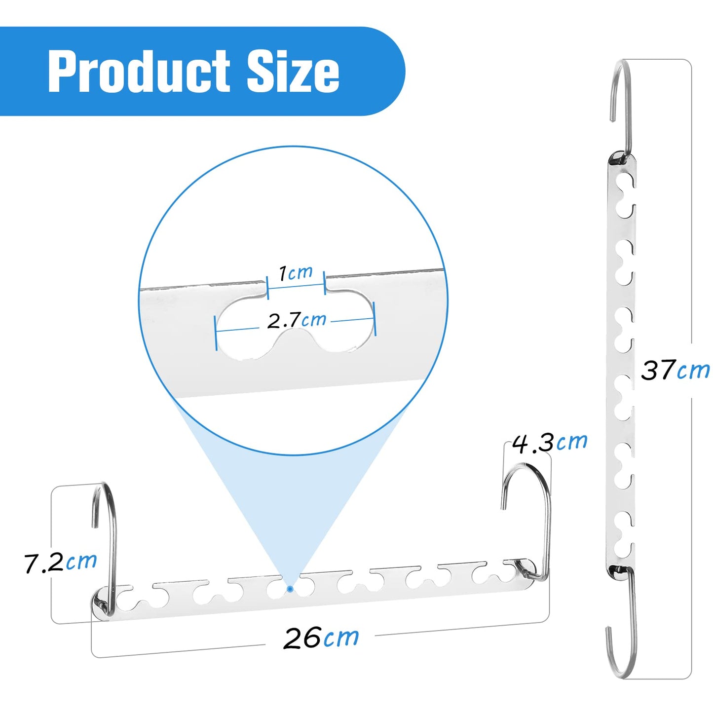 RAINBERG 5 Pack Metal Magic Hangers Space Saving Hangers Closet Space Saving Wardrobe Clothing Hanger Organizer, Updated Hook Design. (5)