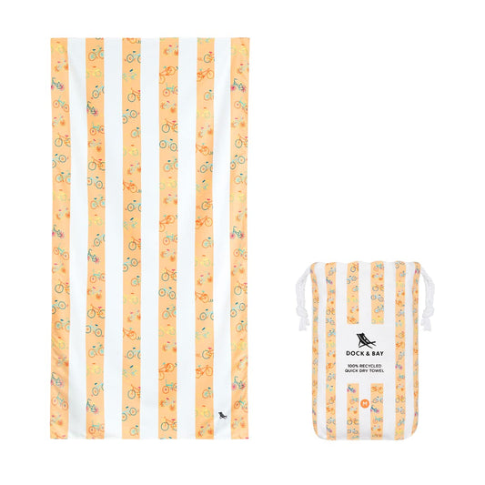 Dock & Bay Kid's Towel - For Beach Use - Quick Dry, Sand Free - Compact, Lightweight - 100% Recycled - Includes Bag - Bike Bike Baby, Medium