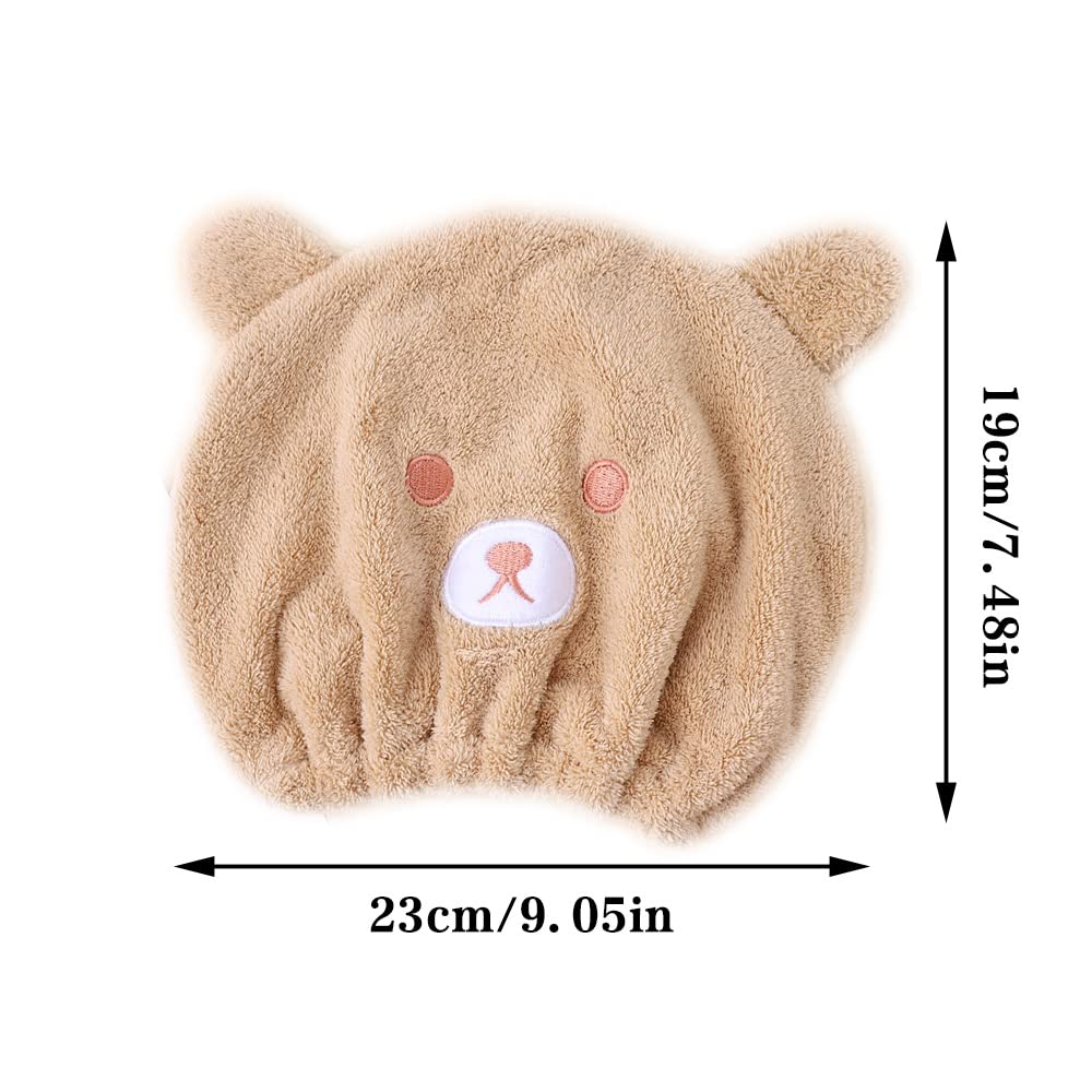 JIEDALIN 2 Pcs Kid's Hair Drying Wrap Hat Quick Drying Bath Cap Cute Absorbent Soft Microfiber Quick Dry Hair Turban Towels for Girl Kids