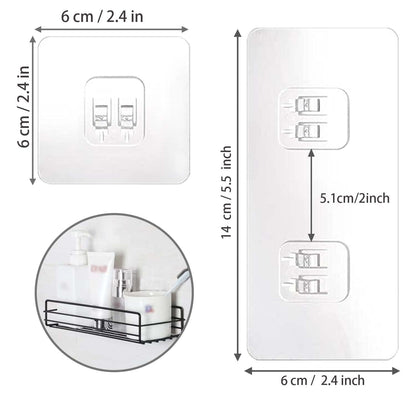 SUBTAVIK 12 Pcs Shower Caddy Adhesive Hooks Replacement, Corner Sticker Transparent Sticky for Bathroom Kitchen Shelf Double&Single Hook, YW0133