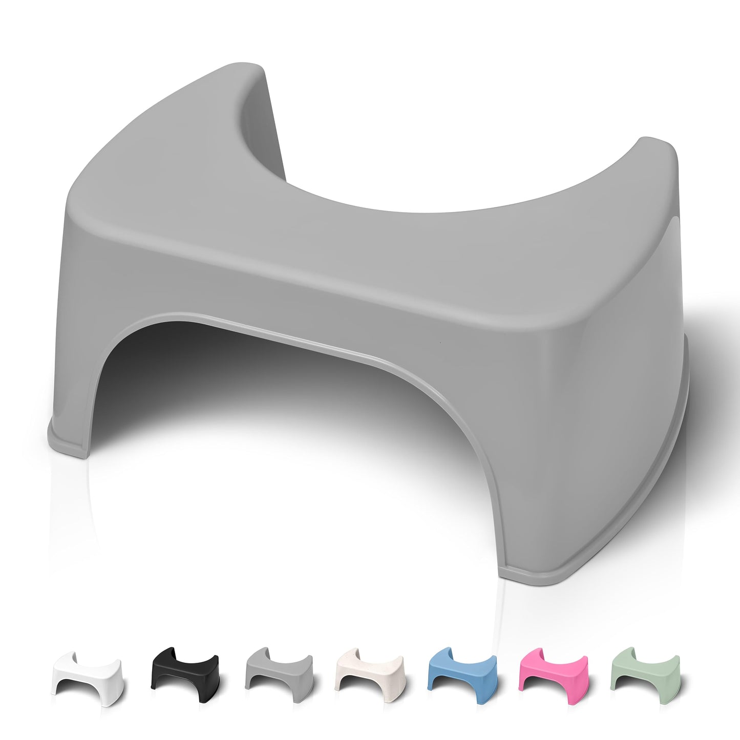 Well Care Physiological Toilet Stool Grey – Made in France from Recycled Plastic – Adult Toilet Step