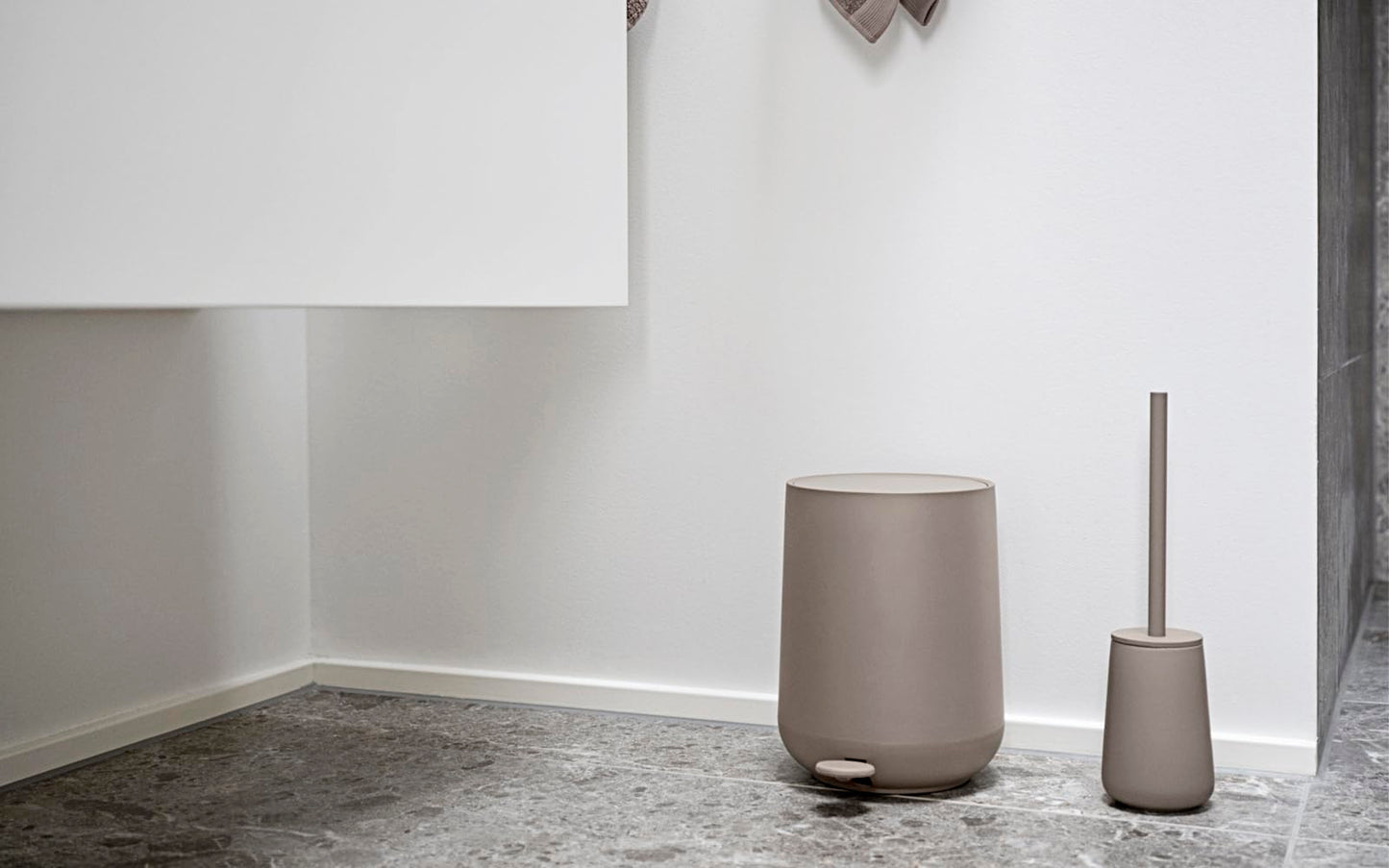 Zone Denmark Nova Pedal Bin, Cosmetic Bathroom Bin, Small Waste Bin for Bathroom, 3 Litre, Ø 20.5 cm, Height 23.5 cm, Taupe