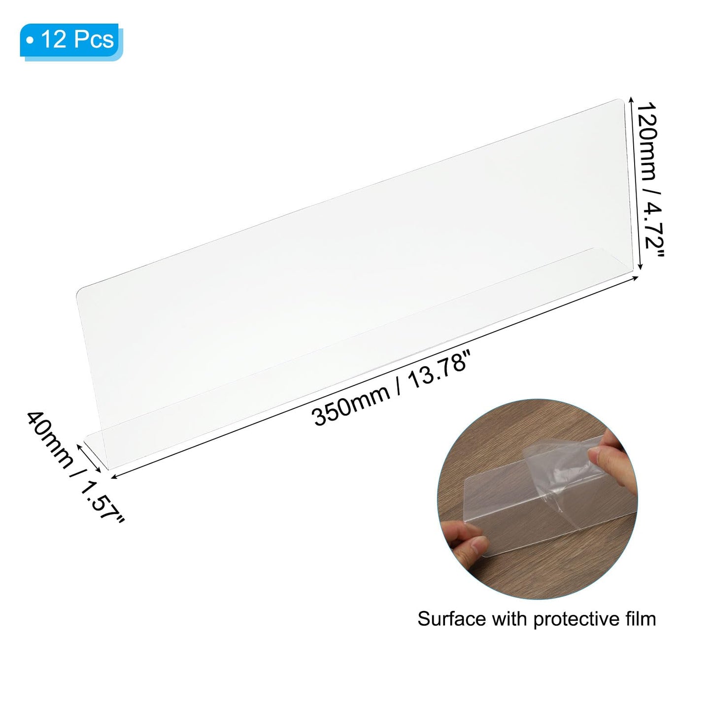 PATIKIL 12 Pack Shelf Dividers for Closet Organization, 350 x 40 x 120mm Acrylic Closets Separator Kitchen Cabinet Shelves Under Bed Blocker for