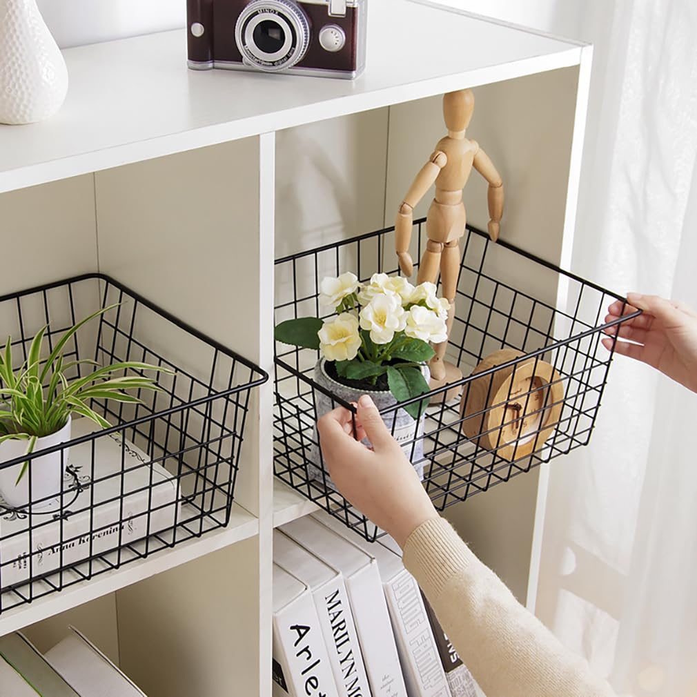 Aeggplant Kitchen Wire Baskets Farmhouse Decor Metal Food Storage Organizer, Household Refrigerator Bin with Built-in Handles for