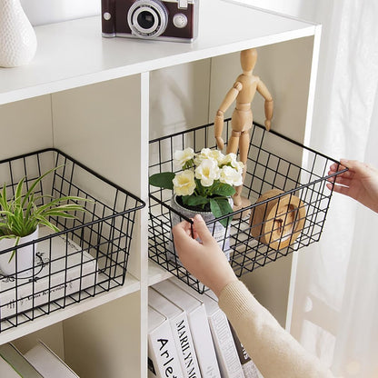 Aeggplant Kitchen Wire Baskets Farmhouse Decor Metal Food Storage Organizer, Household Refrigerator Bin with Built-in Handles for