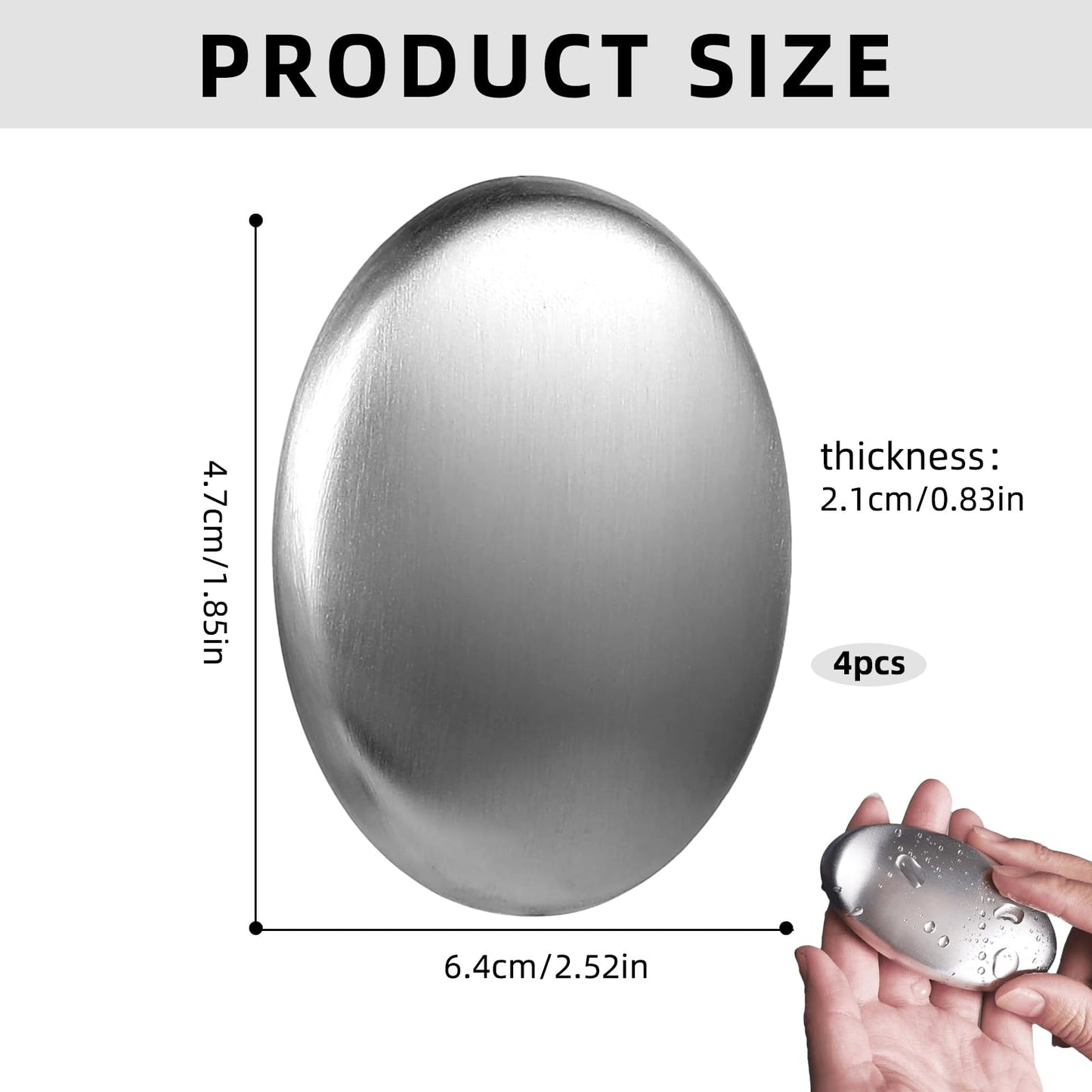 ZhongShuang 4 Pack Stainless Steel Soap Bar, Metal Odor Absorber, Eliminates Smell Like Onion, Fish, Garlic From Hands and Skin, Kitchen Gadgets