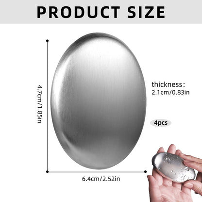 ZhongShuang 4 Pack Stainless Steel Soap Bar, Metal Odor Absorber, Eliminates Smell Like Onion, Fish, Garlic From Hands and Skin, Kitchen Gadgets