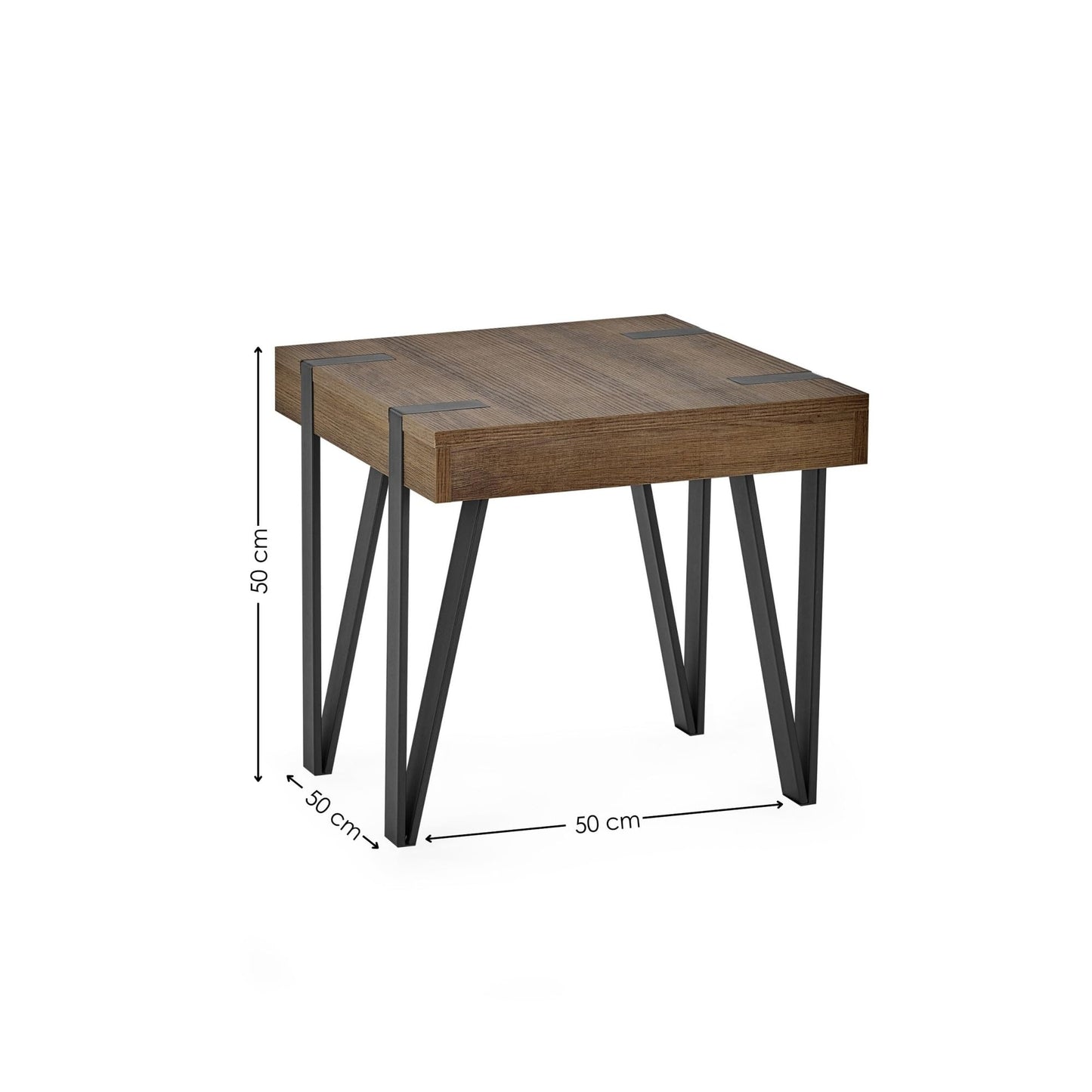 Julian Bowen Troy End Table, Brown - H50 x W50cm