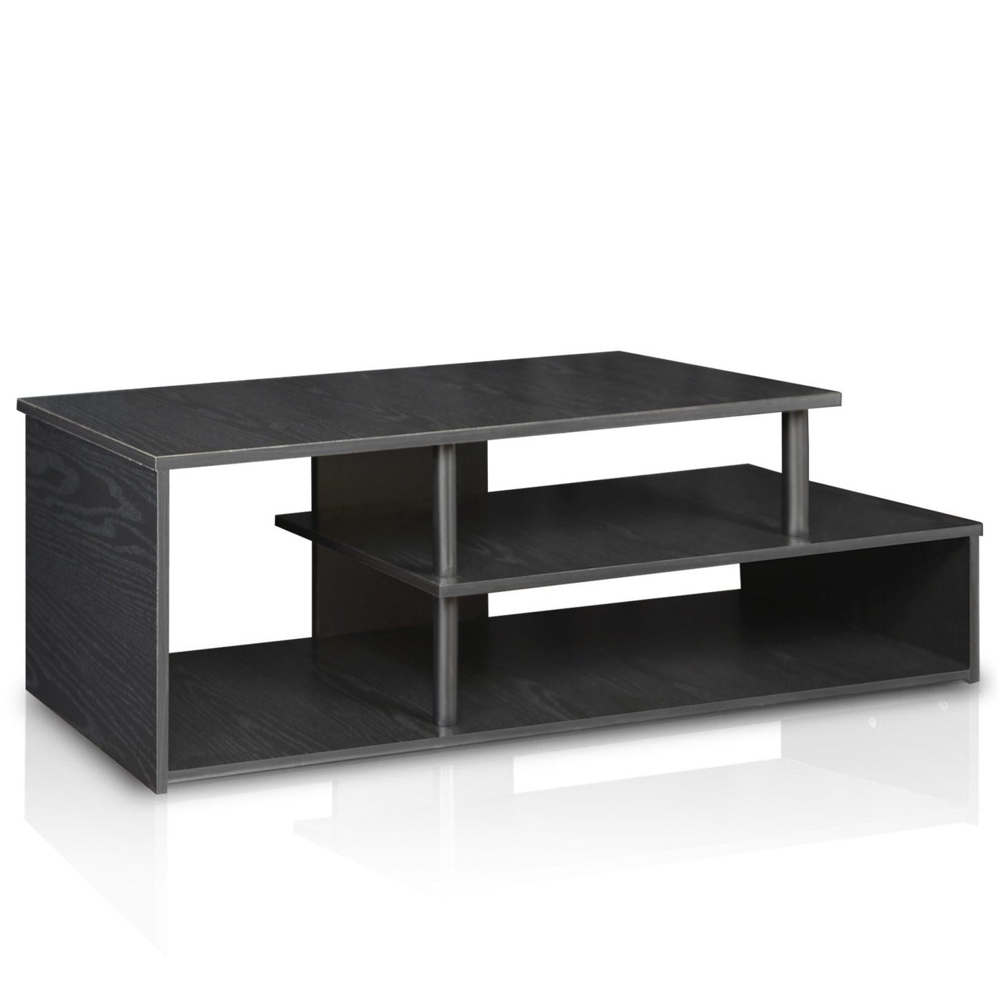 Furinno ECON TV Stand, Low Rise Entertainment Center, TV Console for TV up to 46 Inch, for Living Room, Bedroom, Blackwood