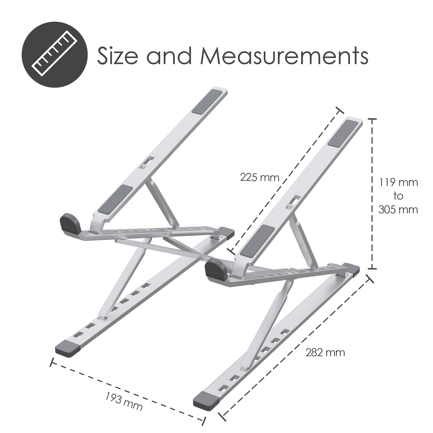Desire2 Foldable X Plus, Height-Adjustable Notebook and Computer Stand, Aluminium Alloy Stand, Stylish Home Office Accessory, Tablet and Laptop Holder