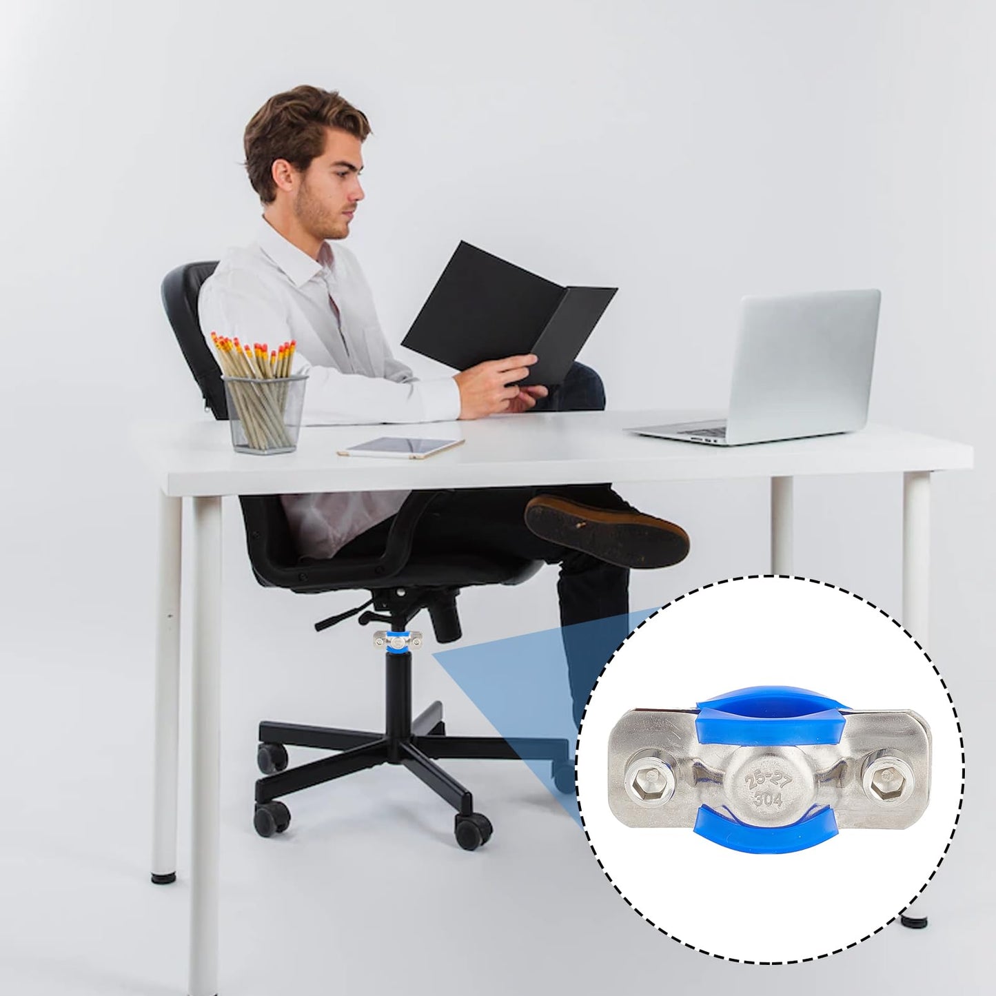 NICENEEDED 2 Pcs Fix Sinking Office Chair, Stainless Steel Office Chair for Stop Sinking