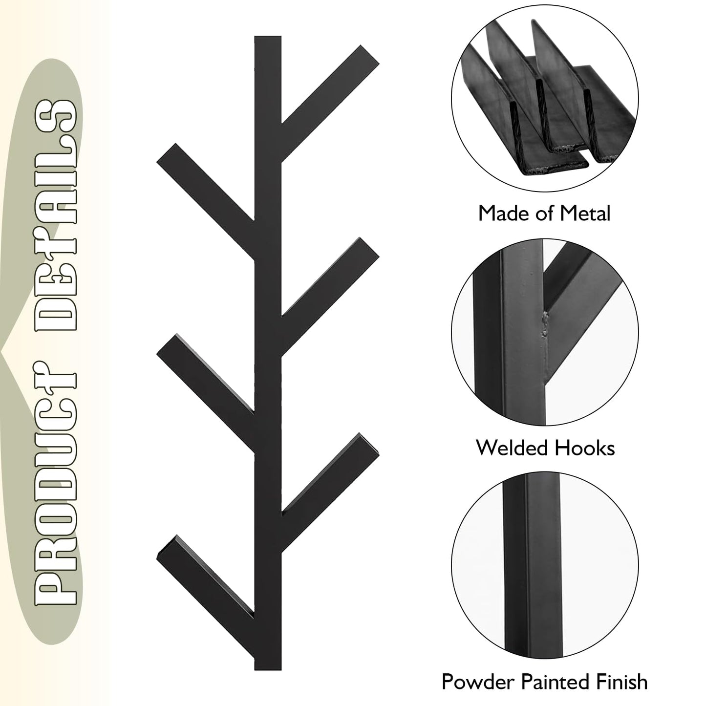 Funvalley Surperfect 2Pack Coat Rack Wall Mounted, Entryway Hall Tree Shaped Coat Rack for Wall