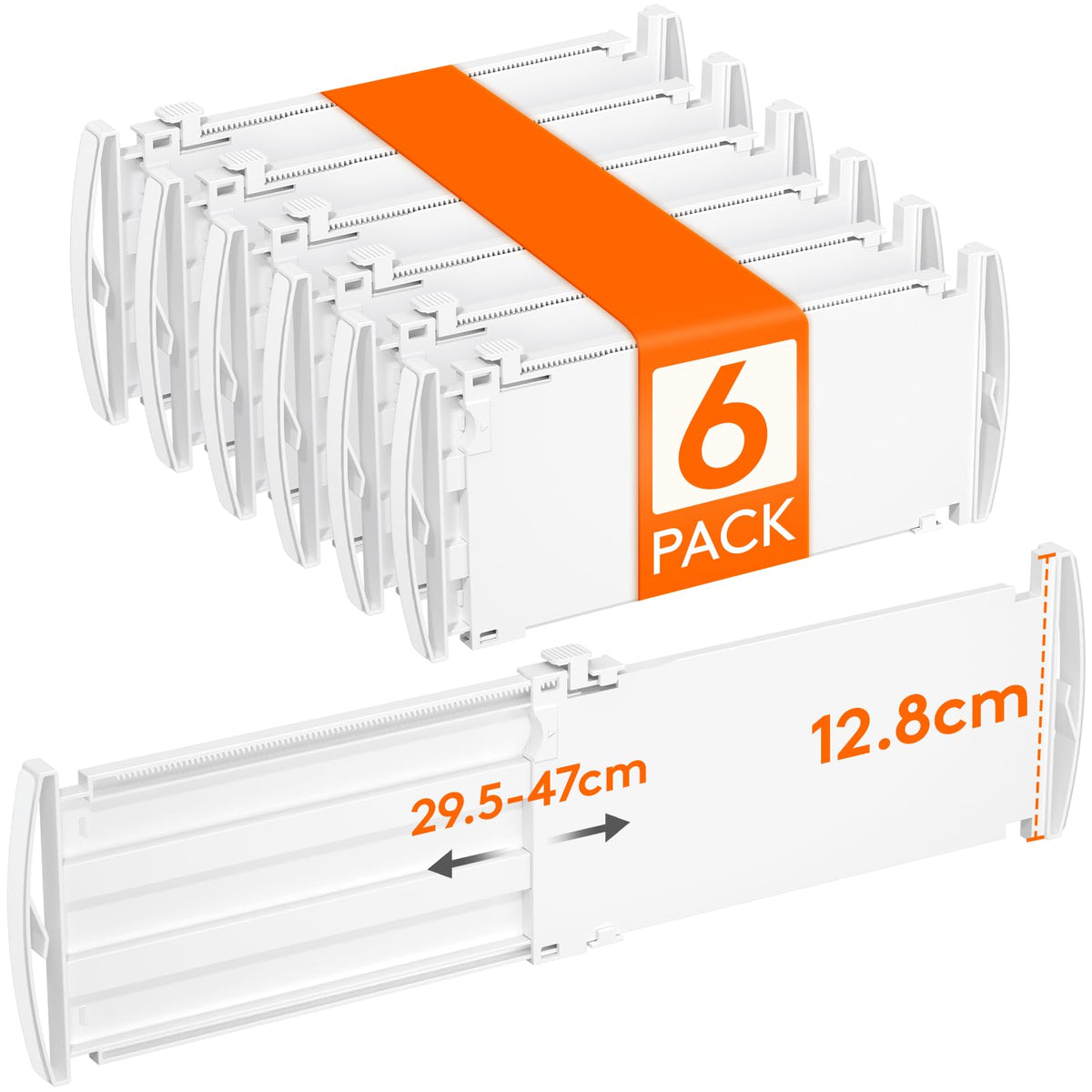 Lifewit 6 Pack 5" High Drawer Dividers 30-47cm/11.5-18.5" Adjustable Drawer Dividers for Clothes, Expandable Kitchen Drawer Dividers Organisers