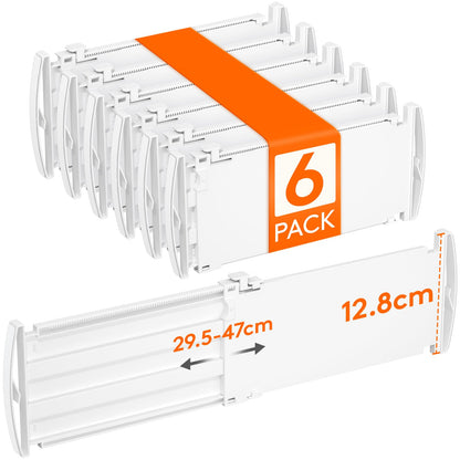 Lifewit 6 Pack 5" High Drawer Dividers 30-47cm/11.5-18.5" Adjustable Drawer Dividers for Clothes, Expandable Kitchen Drawer Dividers Organisers