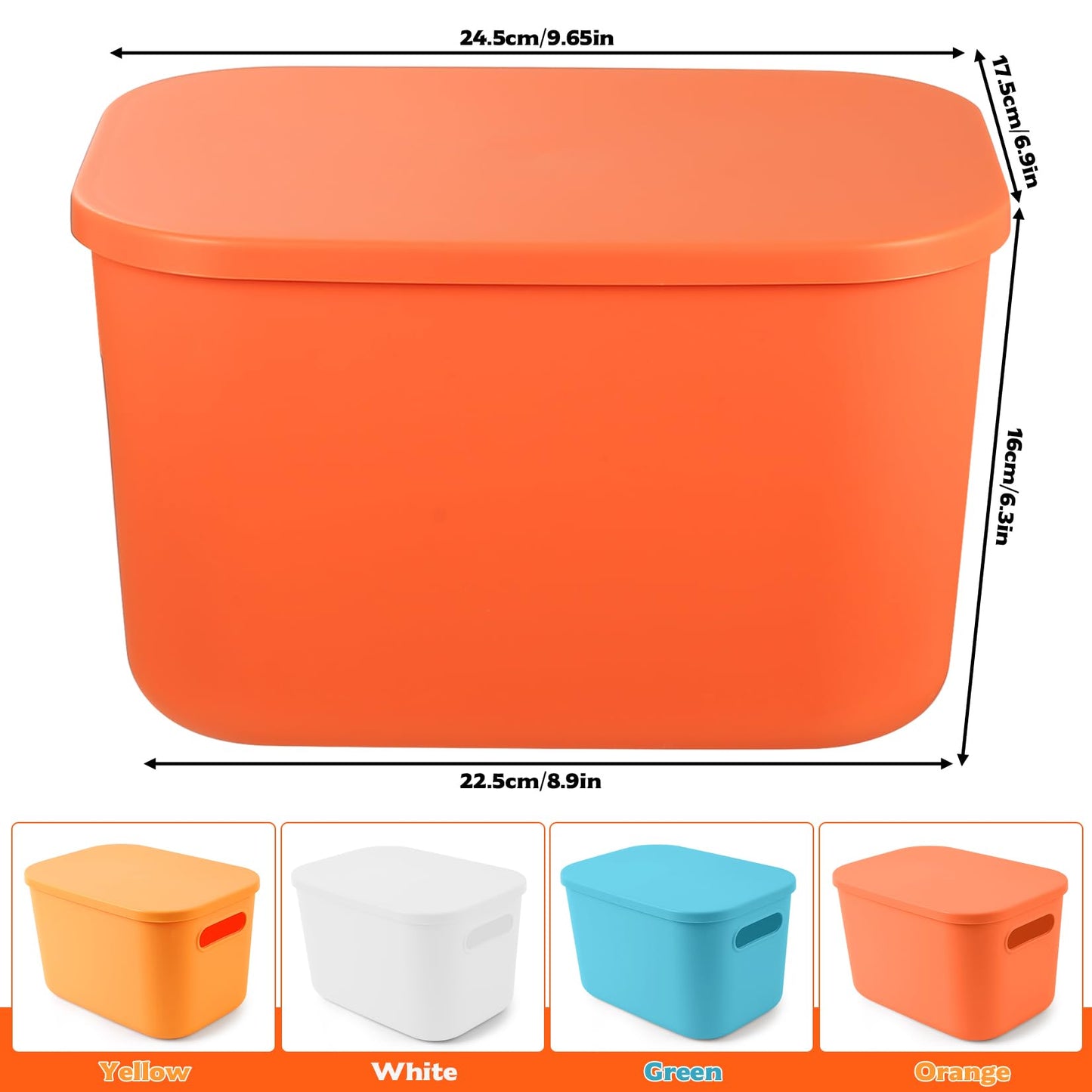 Qeapug 4 Pcs Small Storage Boxes with Lids, Colourful Stackable Plastic Storage Box with LidStorage Baskets for Shelves Kitchen Bathroom Bedroom