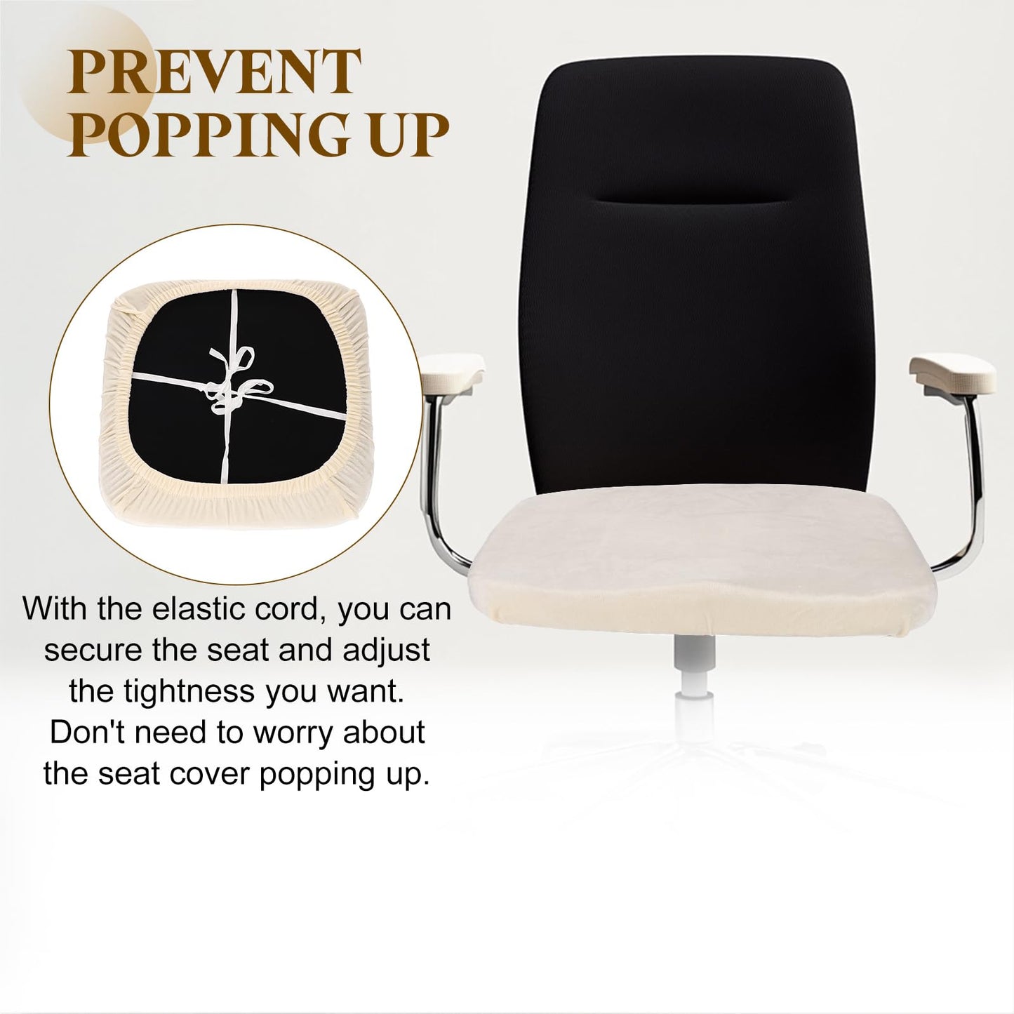 sourcing map Office Chair Cover, Stretchable Soft Rotating Chair Slipcover Washable Desk Computer Seat Cover Protector for Office Home, L(45-48cm)
