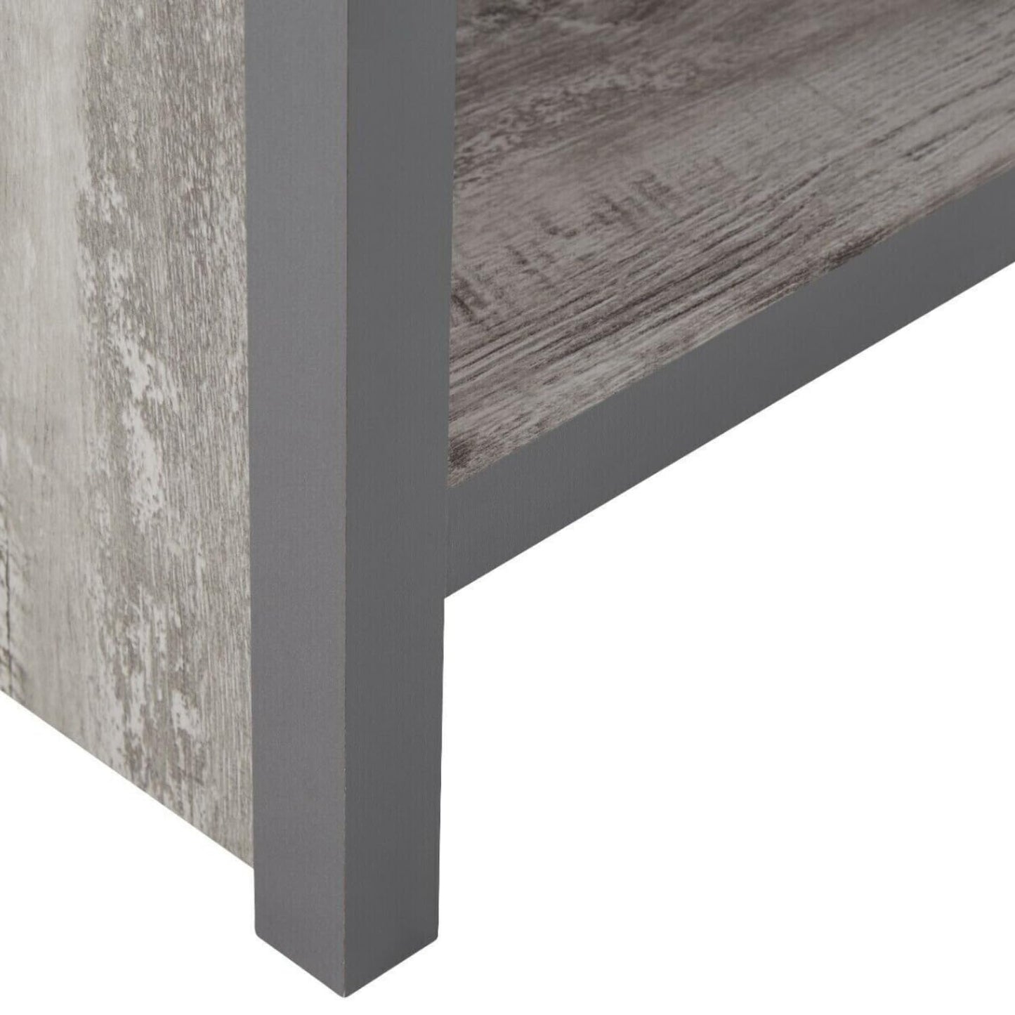 GFW Boston Grey Wood Effect Lamp Table with Shelf, Industrial Side Table, End Table with Storage Shelf, Urban Style Living Room Furniture