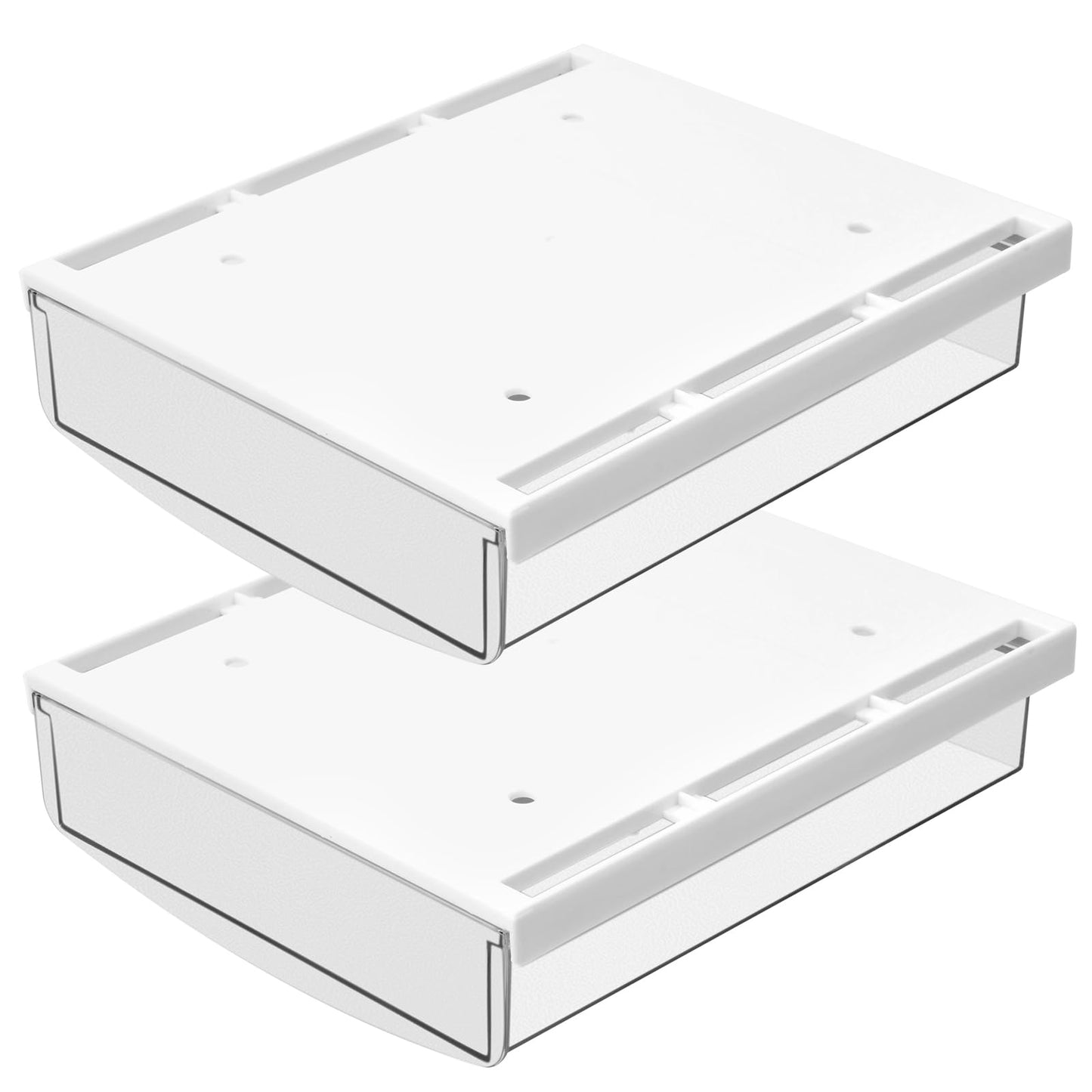 Minjuna 2Pcs Under Desk Drawers, 21x18x5.4 cm Self-Adhesive Under Desk Storage Box, Under Table Hidden Organizer