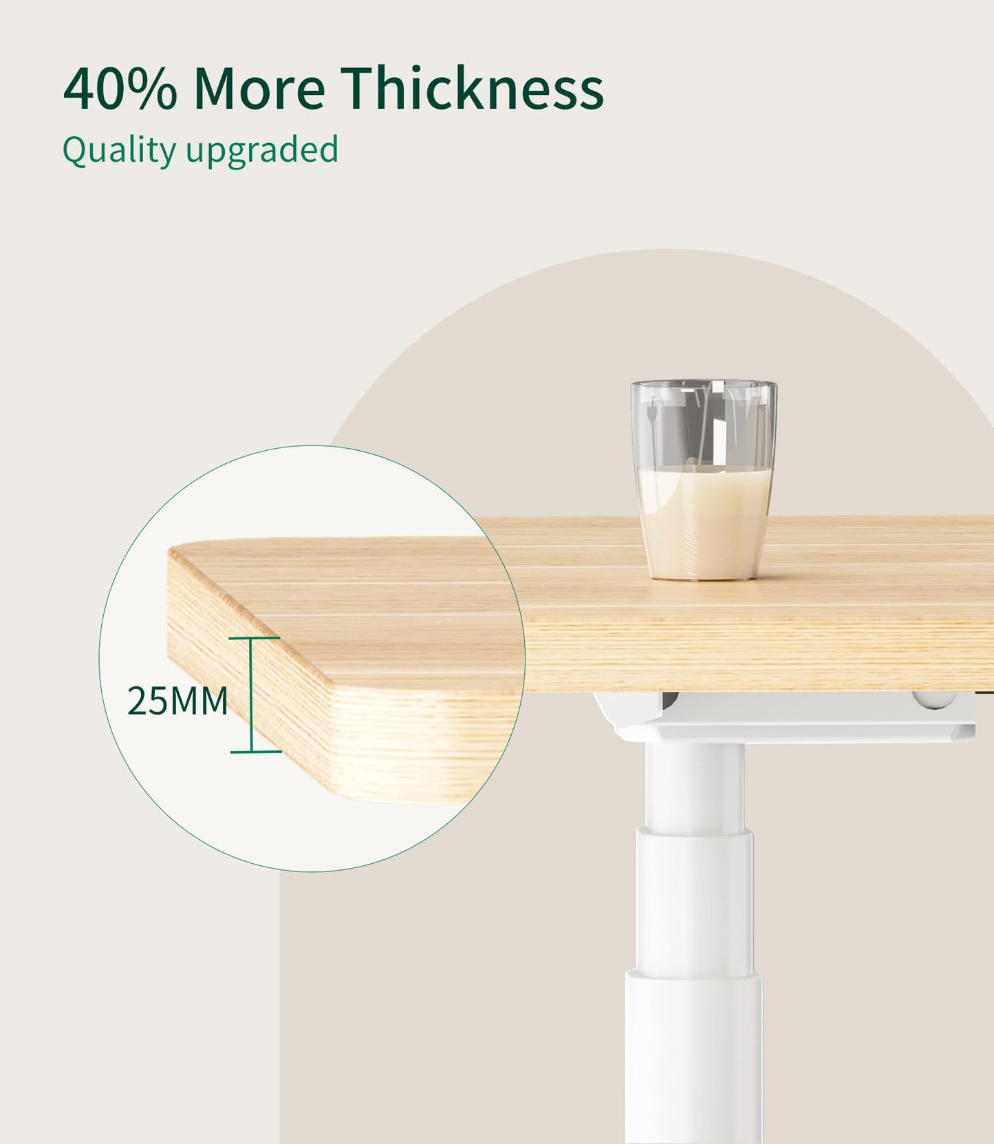 MAIDeSITe Table Top,Desktop for Height Adjustable Electric Standing Desk,Oak,100 * 60 * 2.5 cm