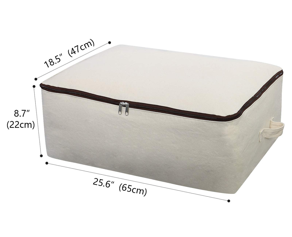 Omygarden Large Durable Canvas Storage Bags with Zipper, Beige, 2-pack